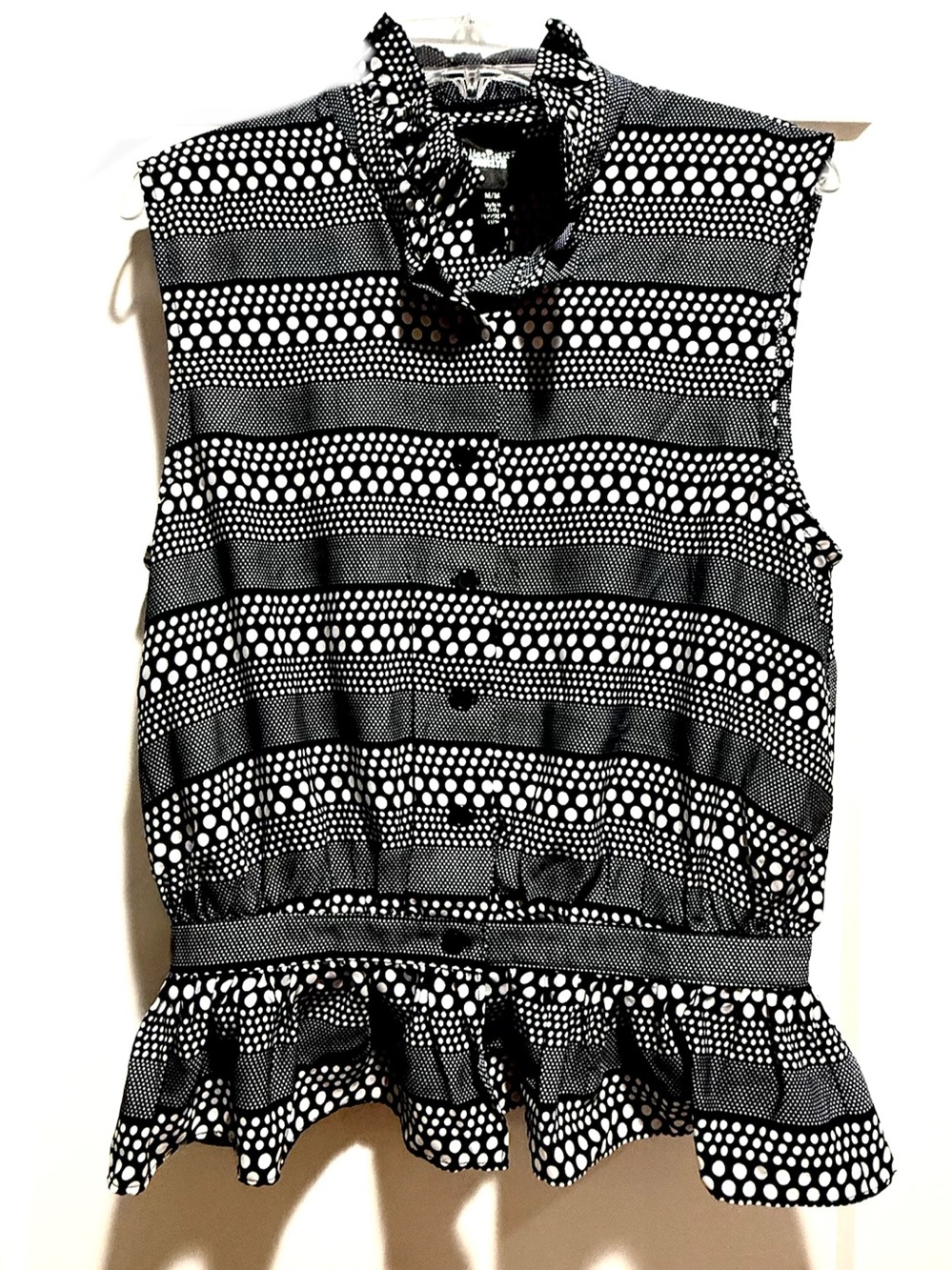 GAP Alice Ritter Brooklyn silky popover ruffle multi dot top M NWT